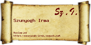 Szunyogh Irma névjegykártya
